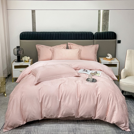 艾迪尚家纺 2025新款天丝棉提花四件套 羽翼 梅子粉