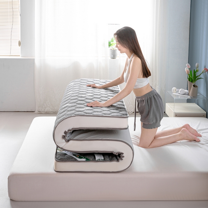 91家纺网 家纺一手货源 找家纺 缔莱被业 2024新款高端简约乳胶抗压记忆棉床垫软垫家用卧室床垫--白边 羽毛灰