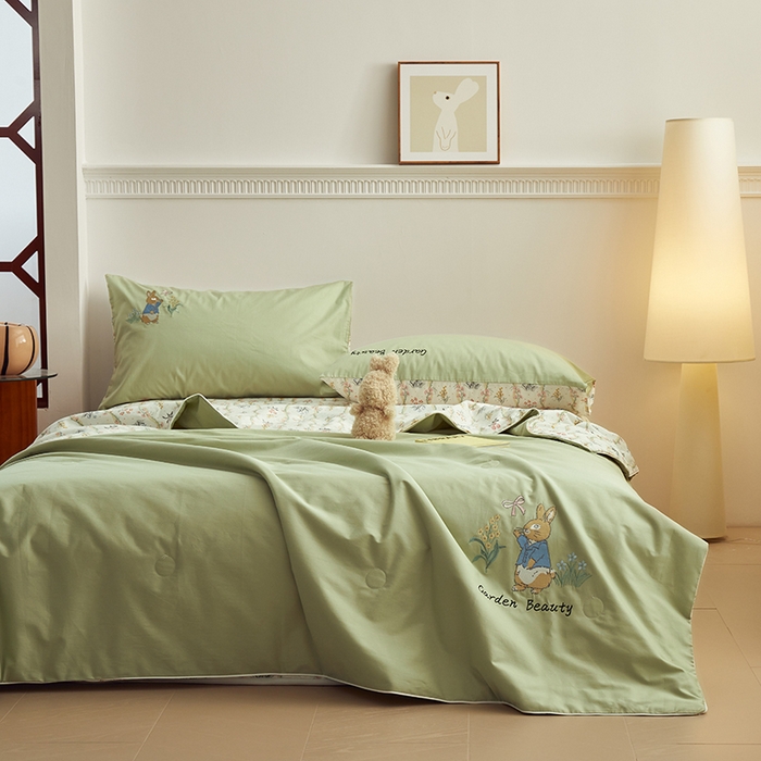 91家纺网 家纺一手货源 找家纺 怡家居 2024新款全棉印加绣夏被 夏被-花园兔