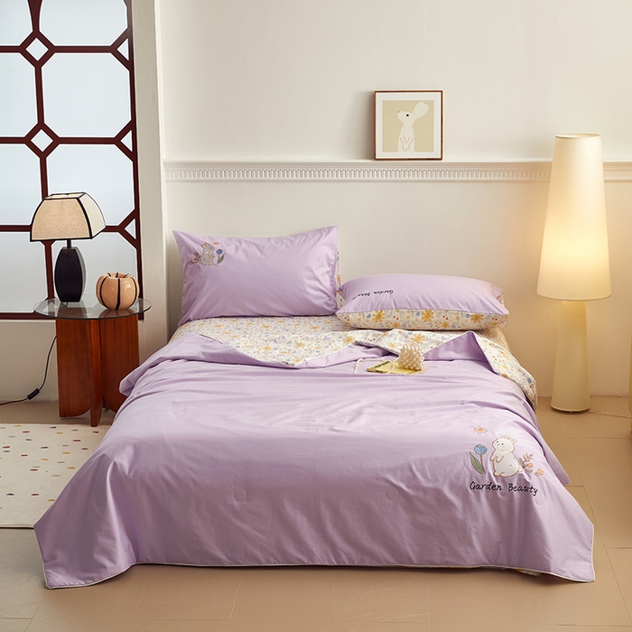 91家纺网 家纺一手货源 找家纺 怡家居 2024新款全棉印加绣夏被 夏被-萌小兔