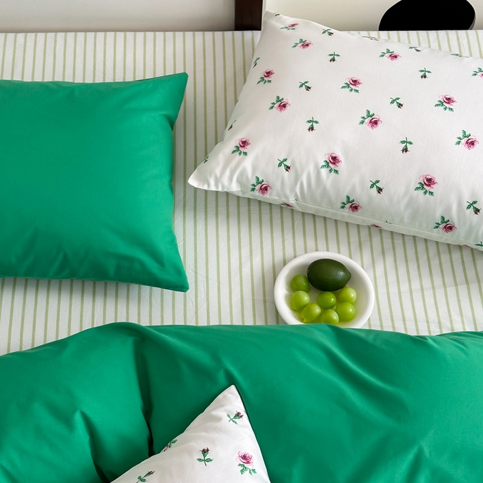 91家纺网 家纺一手货源 找家纺 艾沁 2024新款小清新全棉水洗棉四件套 绿野仙踪（枕套一对花）