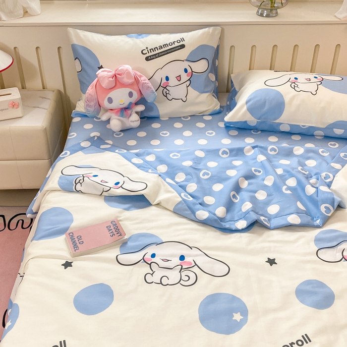 91家纺网 家纺一手货源 找家纺 博雅 2024新款全棉三丽鸥夏被（要买家秀联系客服） 波点玉桂狗