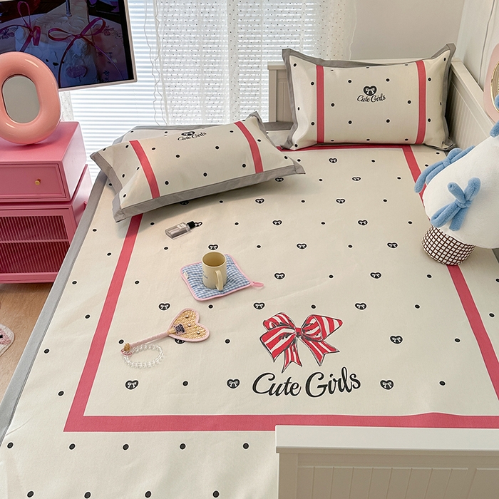 91家纺网 家纺一手货源 找家纺 昔可家纺 2024新款A类900D大版冰丝席 心心蝴蝶结