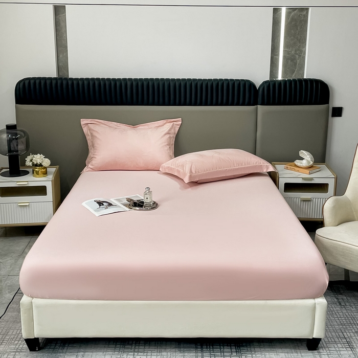 91家纺网 家纺一手货源 找家纺 艾迪尚家纺 2025年新款天丝棉提花单床笠 羽翼 梅子粉