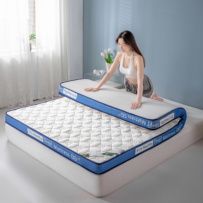 91家纺网 家纺一手货源 找家纺 缔莱被业 2024新款乳胶床垫软垫家用租房宿舍学生Q弹乳胶记忆棉垫--字母 花瓣白（蓝）