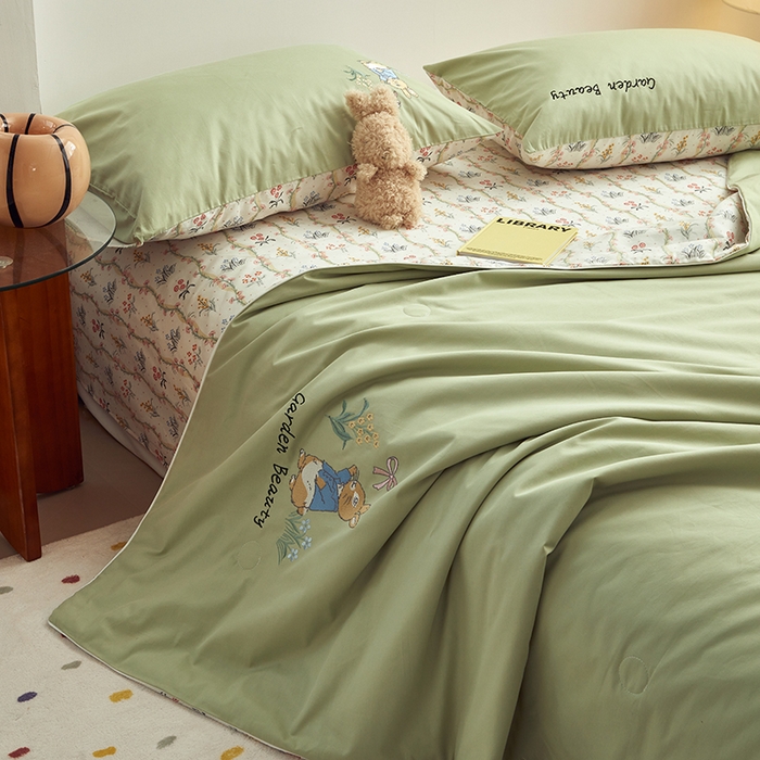 91家纺网 家纺一手货源 找家纺 怡家居 2024新款全棉印加绣夏被 夏被-花园兔