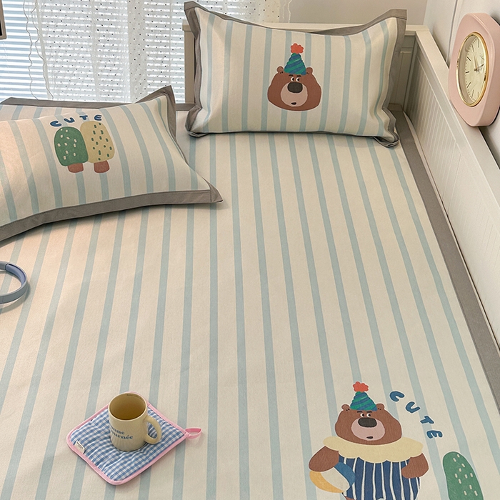 91家纺网 家纺一手货源 找家纺 昔可家纺 2024新款A类900D大版冰丝席 可爱熊