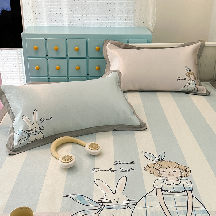 91家纺网 家纺一手货源 找家纺 昔可家纺 2024新款A类900D大版冰丝席 甜蜜少女