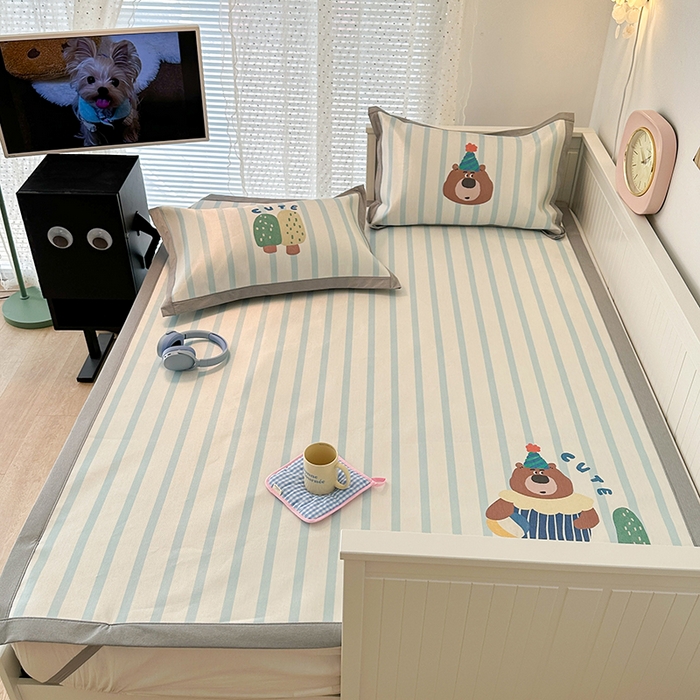 91家纺网 家纺一手货源 找家纺 昔可家纺 2024新款A类900D大版冰丝席 可爱熊