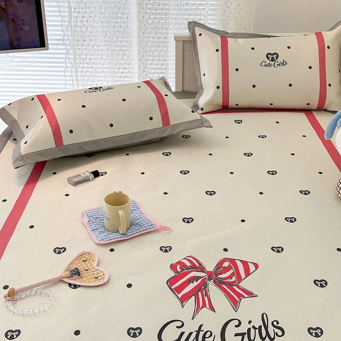 91家纺网 家纺一手货源 找家纺 昔可家纺 2024新款A类900D大版冰丝席 心心蝴蝶结