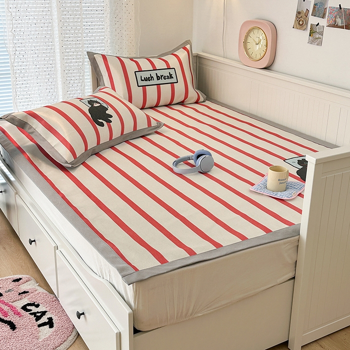 91家纺网 家纺一手货源 找家纺 昔可家纺 2024新款A类900D大版冰丝席 晚安猫