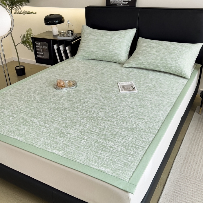 91家纺网 家纺一手货源 找家纺 慕尚家纺 2025新款1200D提花凉感席 提花席 迷雾绿