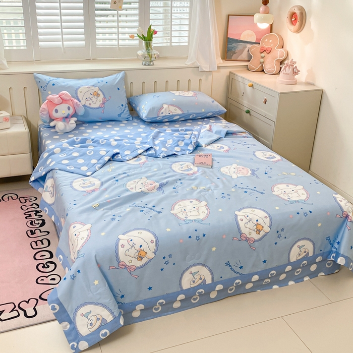 91家纺网 家纺一手货源 找家纺 博雅 2024新款全棉三丽鸥夏被（要买家秀联系客服） 蓝色玉桂狗