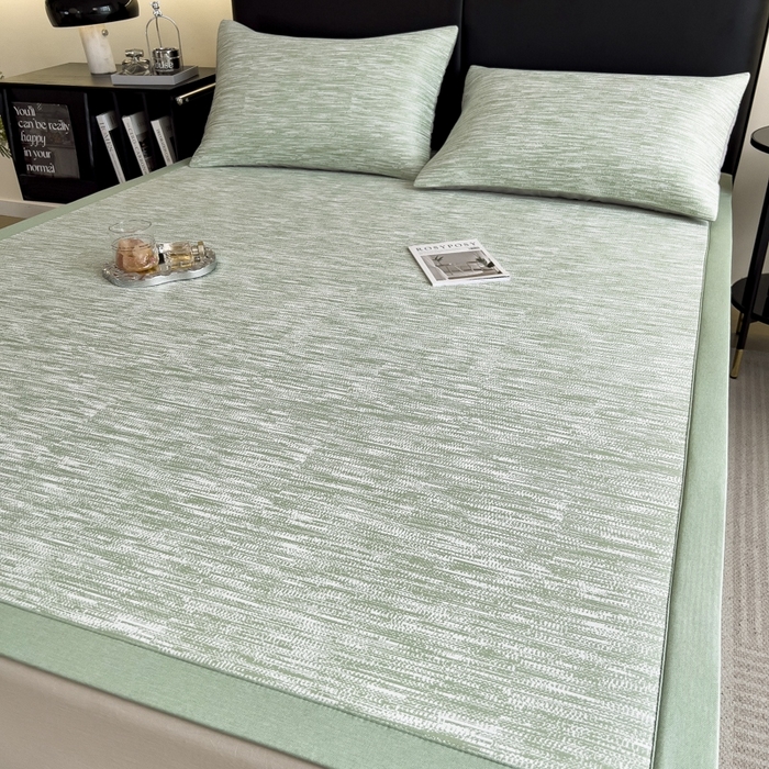 91家纺网 家纺一手货源 找家纺 慕尚家纺 2025新款1200D提花凉感席 提花席 迷雾绿