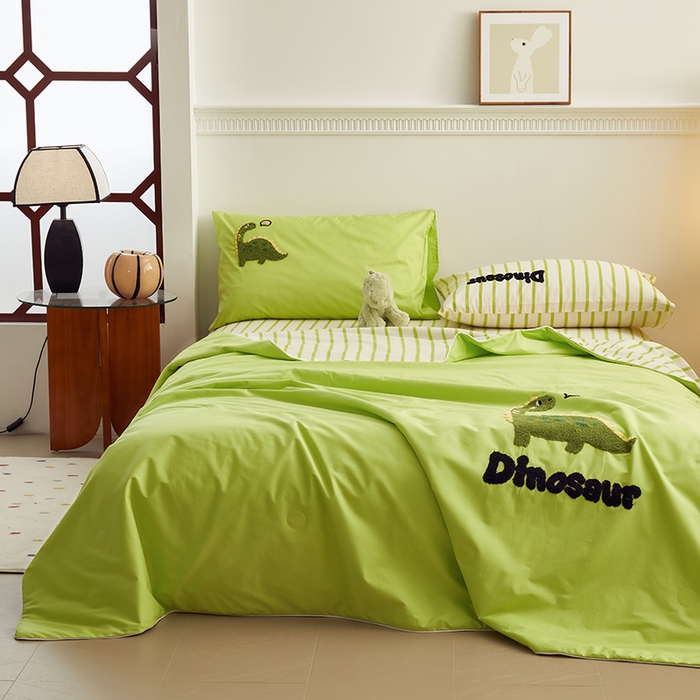 91家纺网 家纺一手货源 找家纺 怡家居 2024新款全棉印加绣夏被 夏被-小恐龙