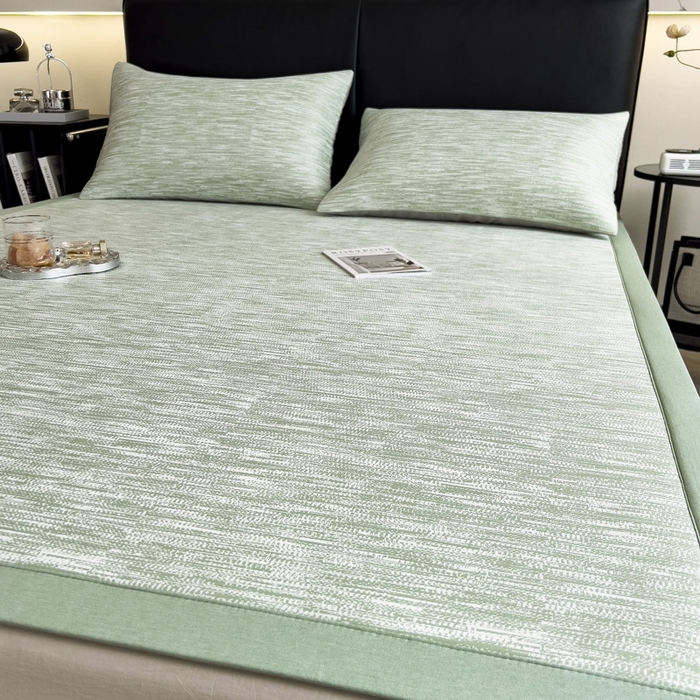 91家纺网 家纺一手货源 找家纺 慕尚家纺 2025新款1200D提花凉感席 提花席 迷雾绿