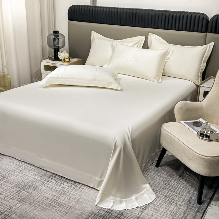 91家纺网 家纺一手货源 找家纺 艾迪尚家纺 2025新款天丝棉提花单床单 莫里卡 雪域白