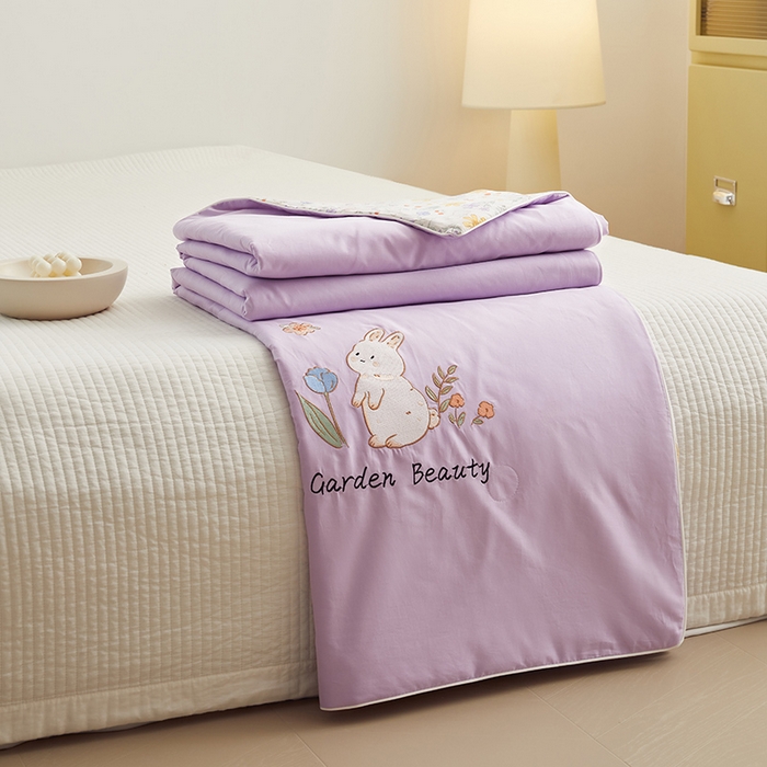 91家纺网 家纺一手货源 找家纺 怡家居 2024新款全棉印加绣夏被 夏被-萌小兔