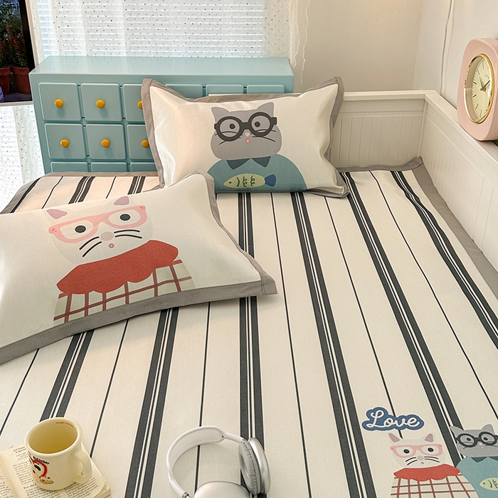 91家纺网 家纺一手货源 找家纺 昔可家纺 2024新款A类900D大版冰丝席 猫一家