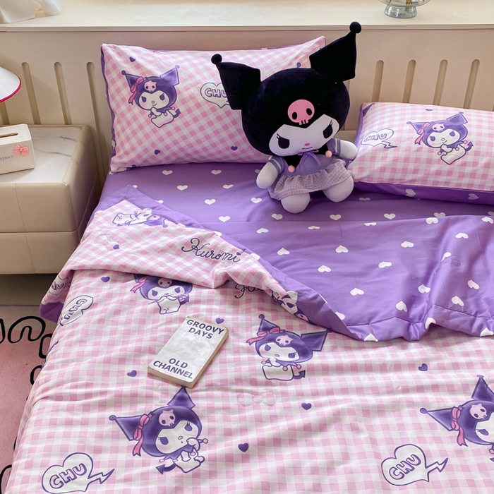 91家纺网 家纺一手货源 找家纺 博雅 2024新款全棉三丽鸥夏被（要买家秀联系客服） 紫格库洛米