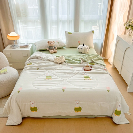 宏源家纺 2024新款超柔水洗云朵棉夏被 羊驼宝宝