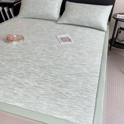 91家纺网 家纺一手货源 找家纺 慕尚家纺 2025新款1200D提花凉感席 提花席 迷雾绿