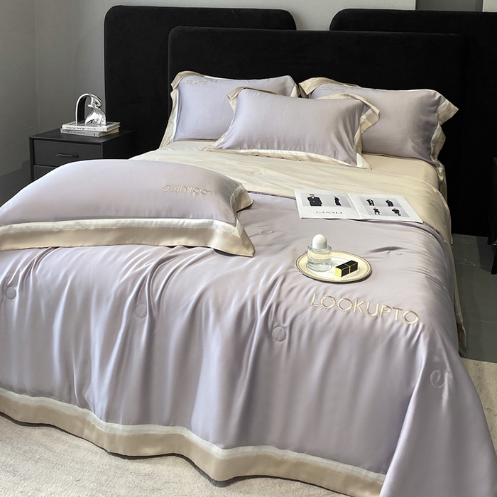 91家纺网 家纺一手货源 找家纺 优悦生活馆 2024新款工艺款冰丝刺绣夏被-蔚涞 蔚涞-紫