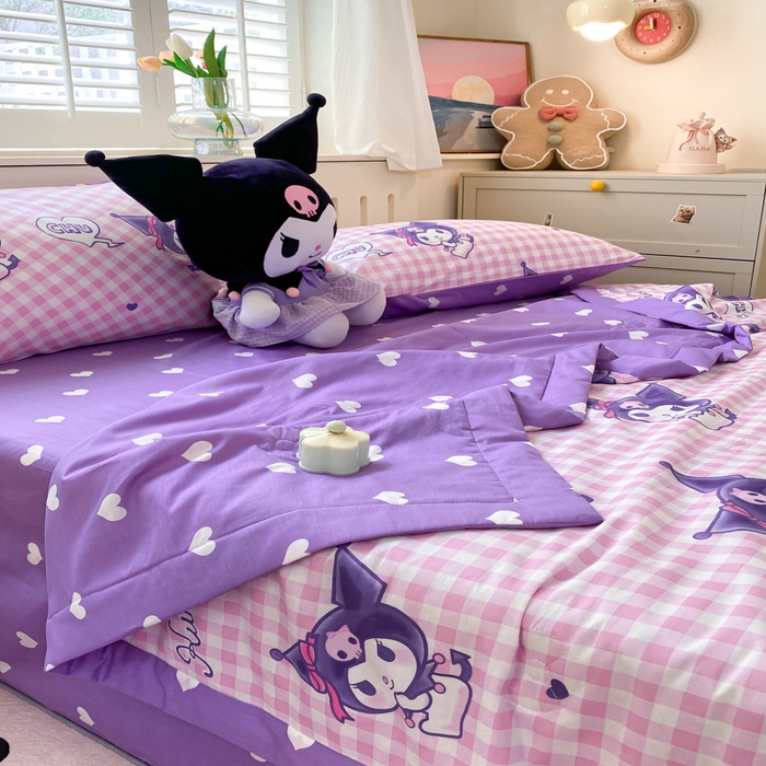 91家纺网 家纺一手货源 找家纺 博雅 2024新款全棉三丽鸥夏被（要买家秀联系客服） 紫格库洛米