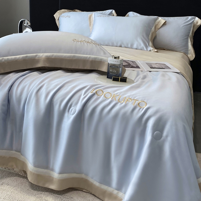 91家纺网 家纺一手货源 找家纺 优悦生活馆 2024新款工艺款冰丝刺绣夏被-蔚涞 蔚涞-蓝