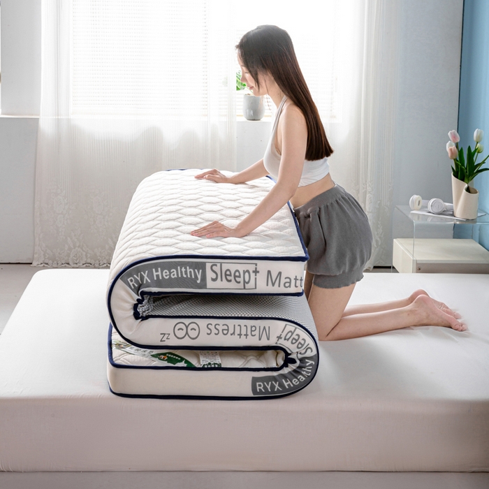 91家纺网 家纺一手货源 找家纺 缔莱被业 2024新款乳胶床垫软垫家用租房宿舍学生Q弹乳胶记忆棉垫--字母 菱形白（白）