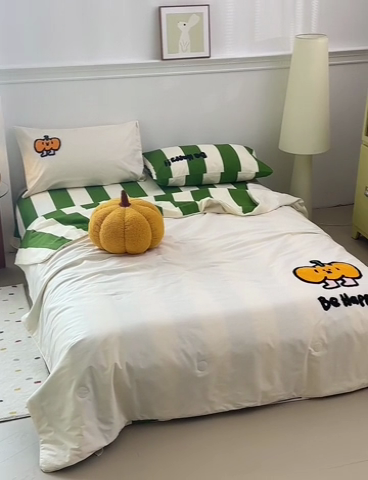 91家纺网 家纺一手货源 找家纺 怡家居 2024新款全棉印加绣夏被 夏被-南瓜