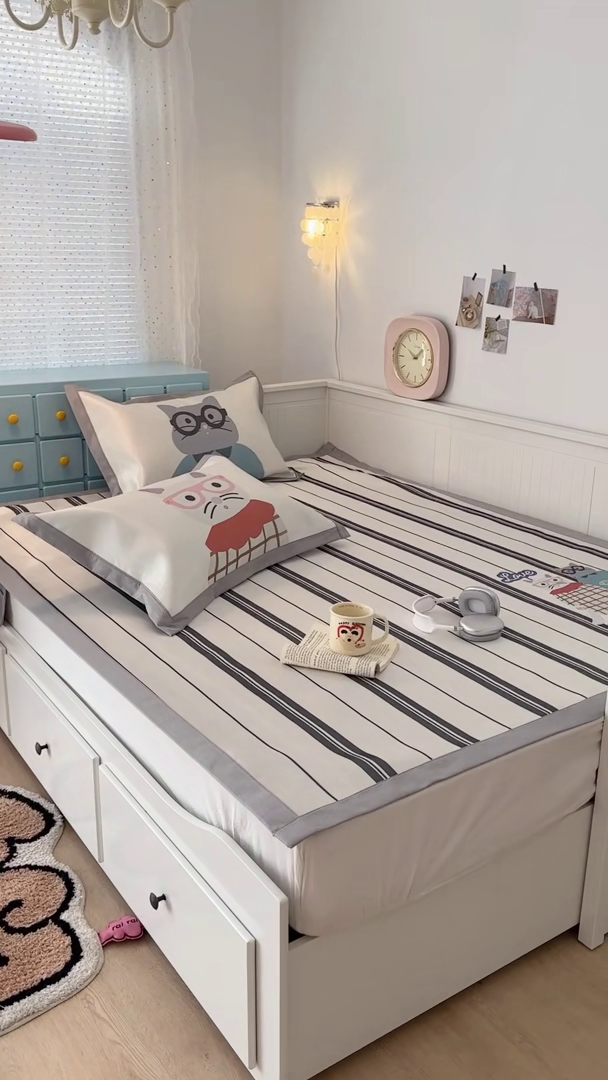 91家纺网 家纺一手货源 找家纺 昔可家纺 2024新款A类900D大版冰丝席 猫一家