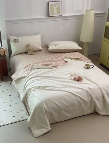 91家纺网 家纺一手货源 找家纺 怡家居 2024新款全棉印加绣夏被 夏被-粉色女孩