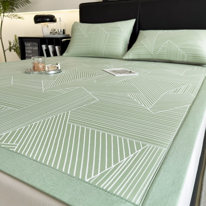 91家纺网 家纺一手货源 找家纺 慕尚家纺 2025新款1200D提花凉感席 提花席 直线绿