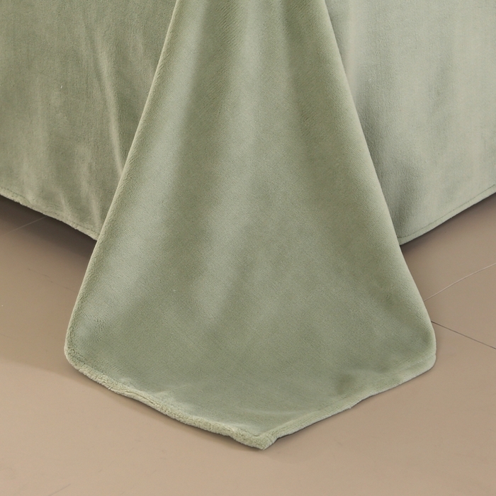 91家纺网 家纺一手货源 找家纺 芸锦豪2024新款花团雕花兔毛绒兔兔绒四件套 绿色