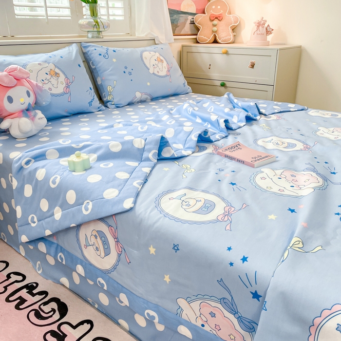 91家纺网 家纺一手货源 找家纺 博雅 2024新款全棉三丽鸥夏被（要买家秀联系客服） 蓝色玉桂狗