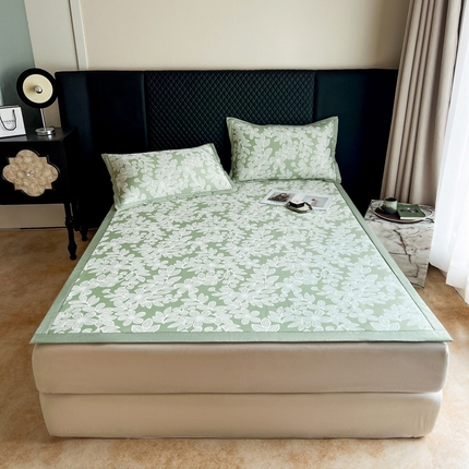 91家纺网 家纺一手货源 找家纺 慕尚家纺 2025新款1200D提花凉感席 提花席 五瓣花