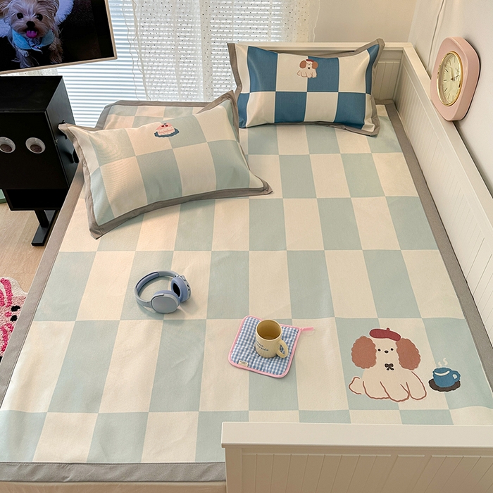 91家纺网 家纺一手货源 找家纺 昔可家纺 2024新款A类900D大版冰丝席 下午茶狗狗