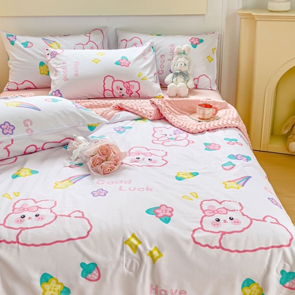 91家纺网 家纺一手货源 找家纺 （总）花伞家居 2024新款全棉豆豆绒夏被大豆夏被春秋被（提供买家秀加V）