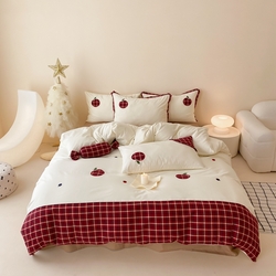 91家纺网 家纺一手货源 找家纺 （总）朗莎 2024新款AB版40s水洗棉四件套苹果乐园,苹果乐园