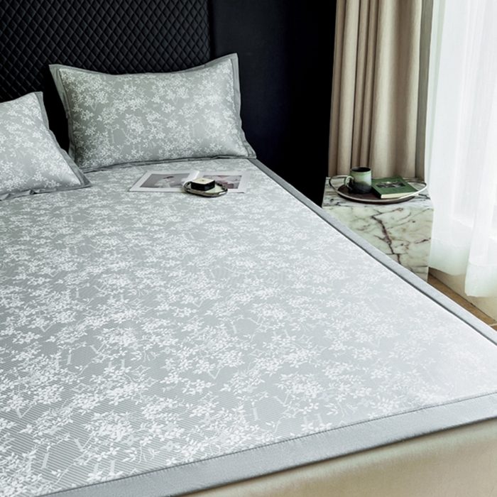 91家纺网 家纺一手货源 找家纺 慕尚家纺 2025新款1200D提花凉感席 提花席 玫瑰之恋