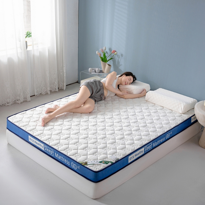 91家纺网 家纺一手货源 找家纺 缔莱被业 2024新款乳胶床垫软垫家用租房宿舍学生Q弹乳胶记忆棉垫--字母 花瓣白（蓝）