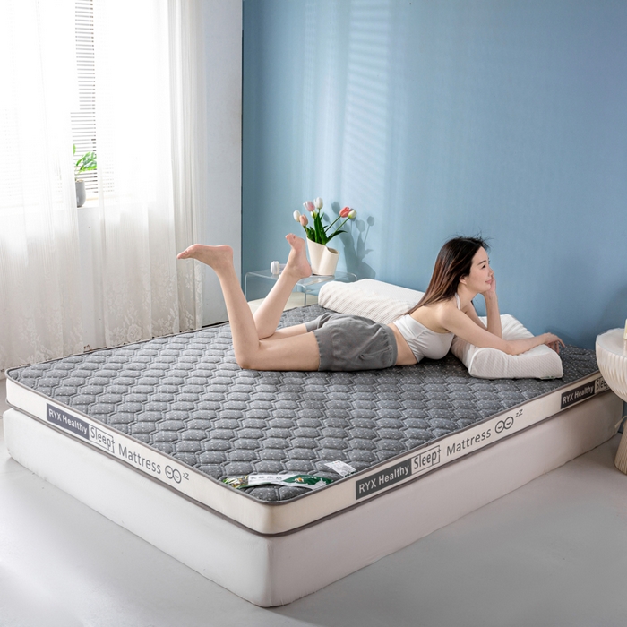 91家纺网 家纺一手货源 找家纺 缔莱被业 2024新款乳胶床垫软垫家用租房宿舍学生Q弹乳胶记忆棉垫--字母 菱形灰（白）