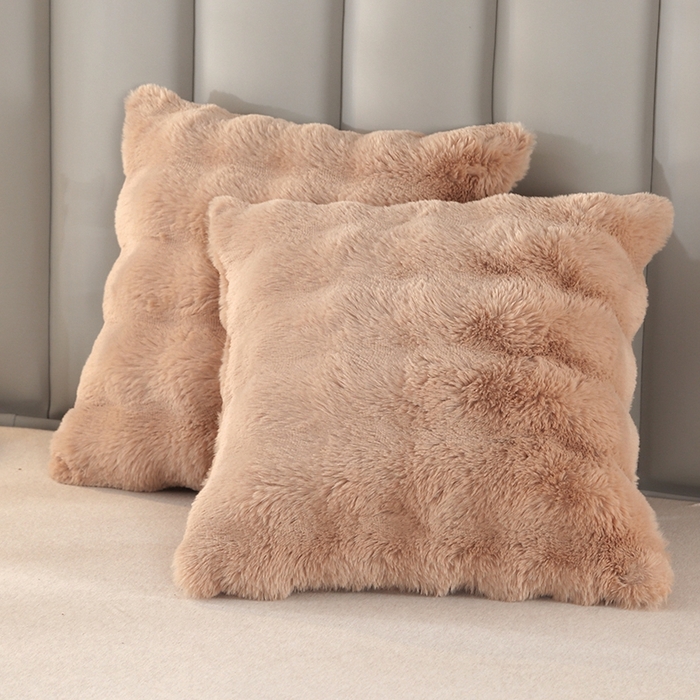 91家纺网 家纺一手货源 找家纺 芸锦豪2024新款纯色托斯卡纳兔毛大泡泡绒毛毯 咖色