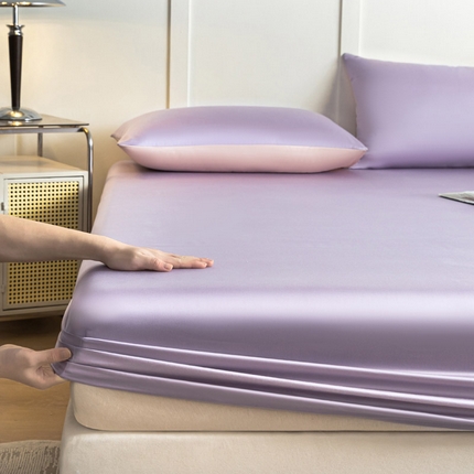 微廉 2024新款AB版高支高密莱赛尔兰精天丝柔单品系列-单床笠（实拍图） 柔-风信紫