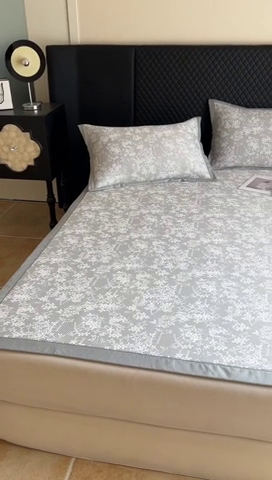 91家纺网 家纺一手货源 找家纺 慕尚家纺 2025新款1200D提花凉感席 提花席 玫瑰之恋