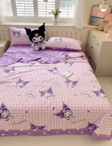 91家纺网 家纺一手货源 找家纺 博雅 2024新款全棉三丽鸥夏被（要买家秀联系客服） 紫格库洛米