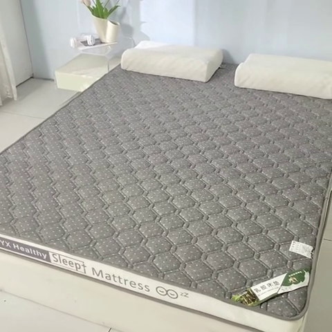 91家纺网 家纺一手货源 找家纺 缔莱被业 2024新款乳胶床垫软垫家用租房宿舍学生Q弹乳胶记忆棉垫--字母 菱形灰（白）