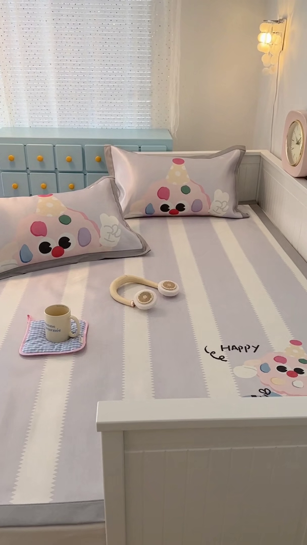 91家纺网 家纺一手货源 找家纺 昔可家纺 2024新款A类900D大版冰丝席 开心曲奇