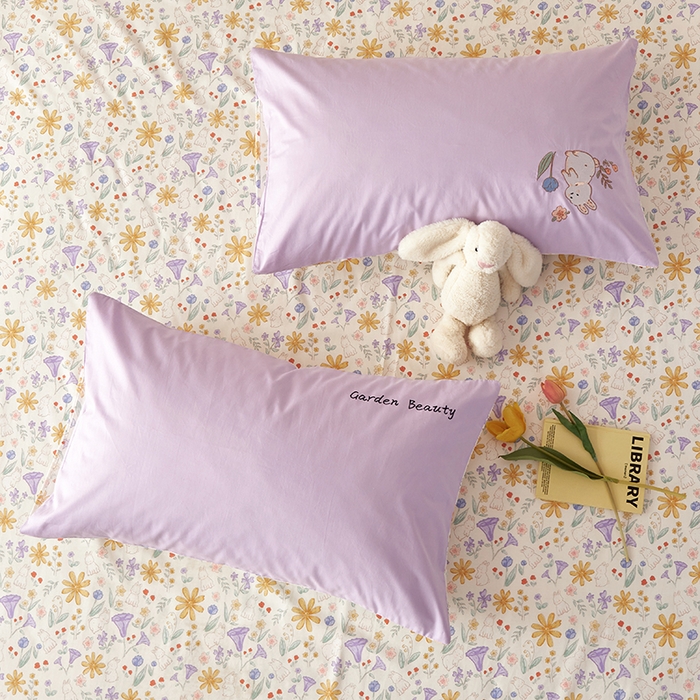 91家纺网 家纺一手货源 找家纺 怡家居 2024新款全棉印花加绣花四件套 萌小兔